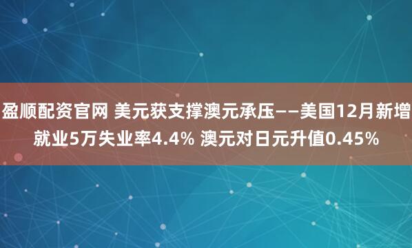 盈顺配资官网 美元获支撑澳元承压——美国12月新增就业5万失业率4.4% 澳元对日元升值0.45%